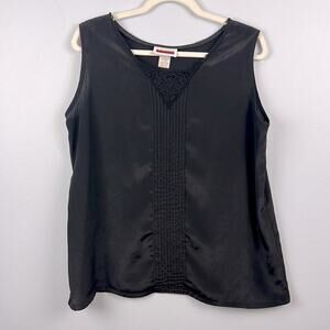 Vintage black sleeveless lace Pintuck detail women’s blouse size 14
